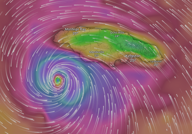 <p>The eye of Hurricane Melissa is moving towards Jamaica</p>