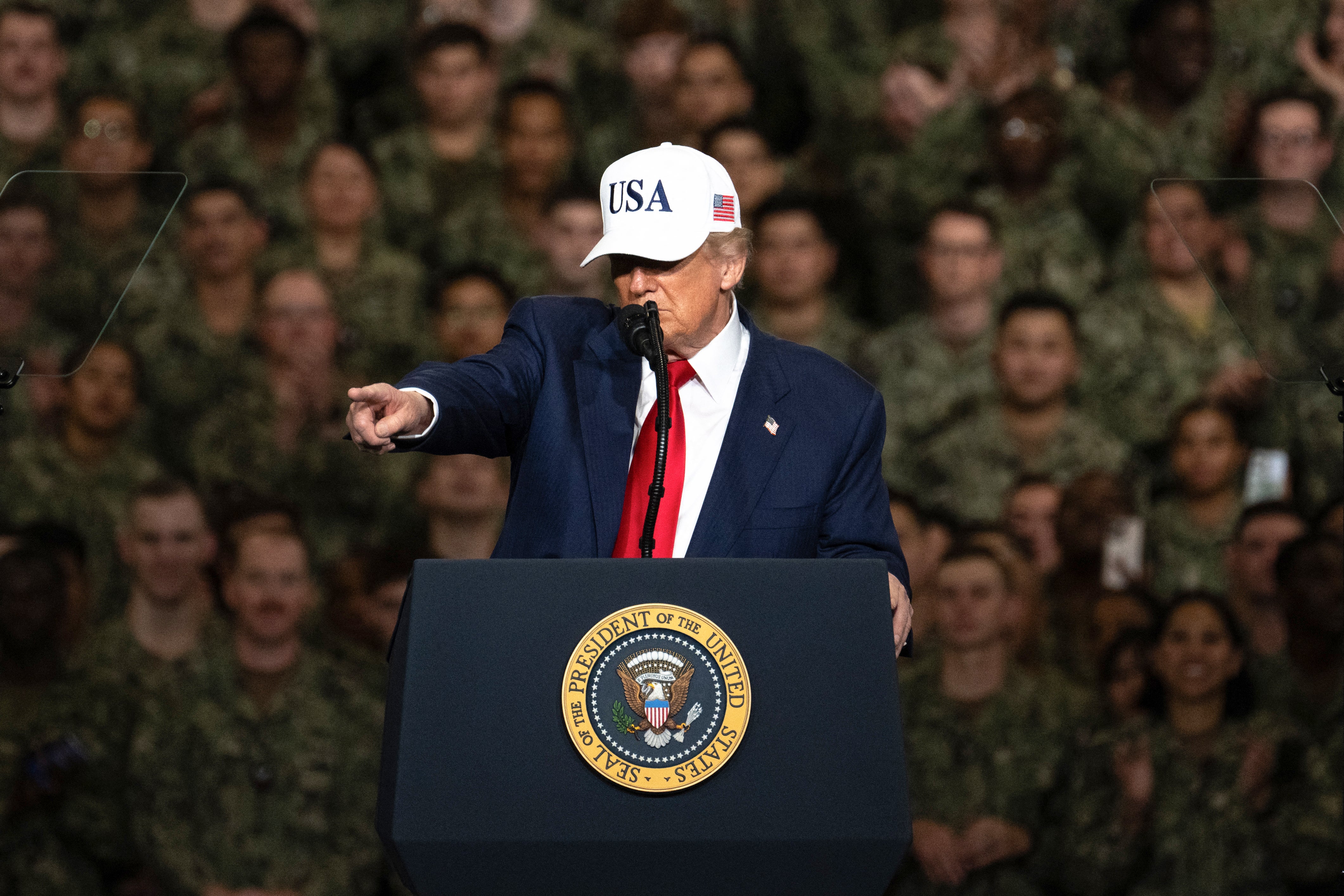 <p>President Donald Trump urged American troops to buy cars from Japanese manufacturer Toyota after long complaining about the lack of American vehicles sold in Japan.</p>