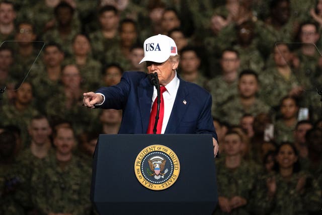 <p>President Donald Trump urged American troops to buy cars from Japanese manufacturer Toyota after long complaining about the lack of American vehicles sold in Japan.</p>