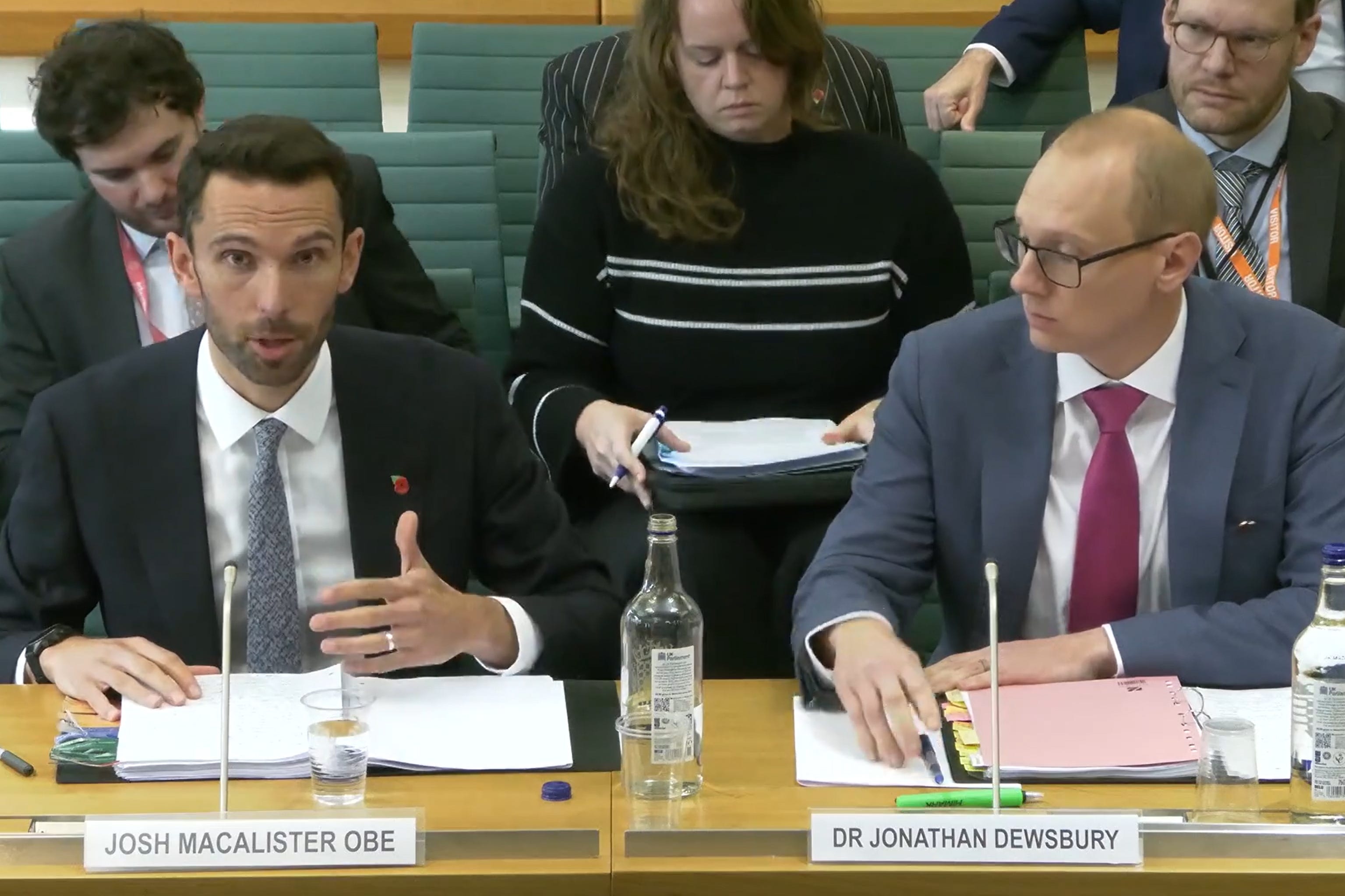 Josh MacAlister and Dr Jonathan Dewsbury appeared in front of the Education Select Committee on Tuesday (House of Commons/UK Parliament/PA)