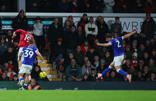 <p>Cardiff City's Will Fish scores the winner</p>