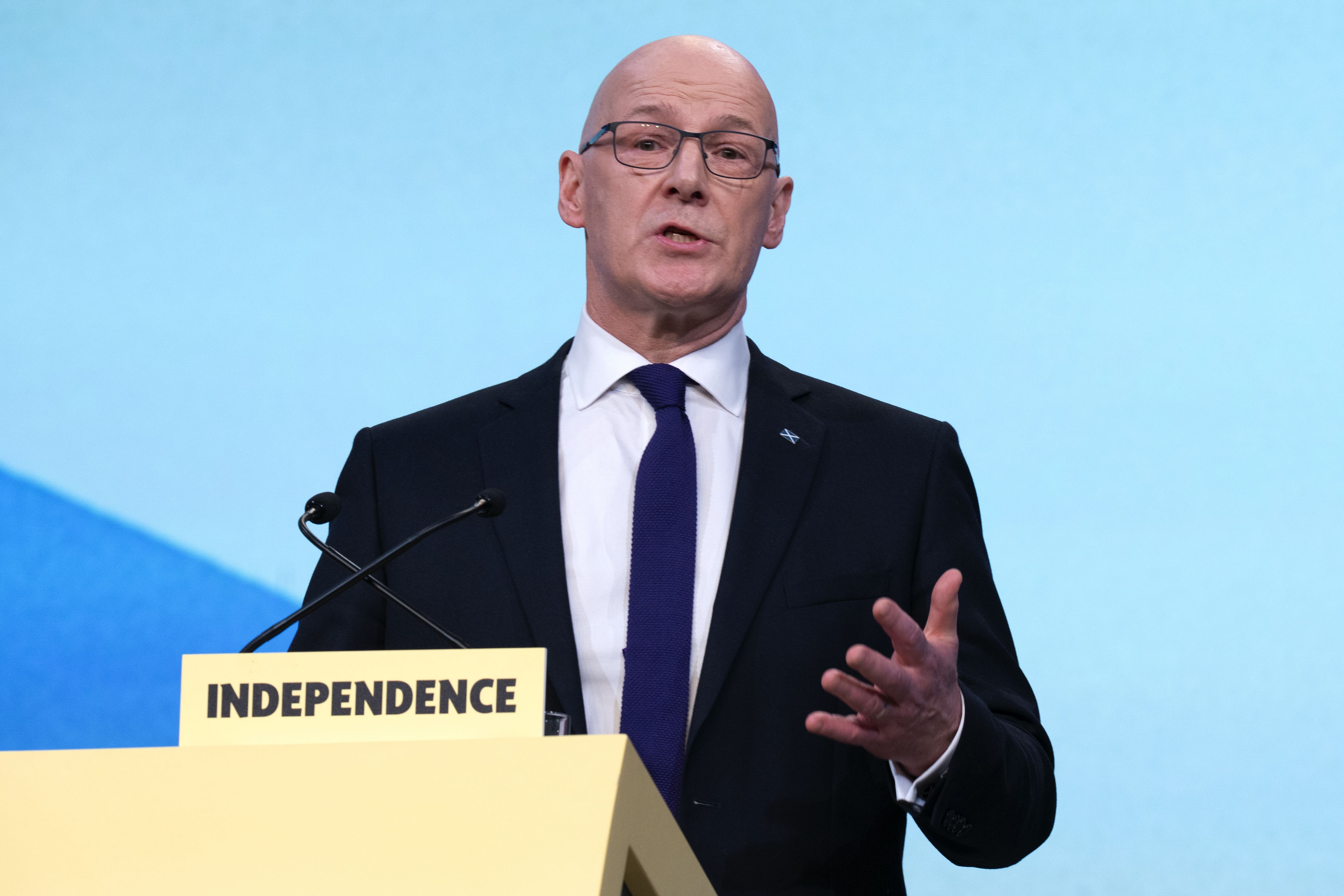 First Minister John Swinney used a speech on Wednesday to warn of the threat posed by Reform UK (Jane Barlow/PA)