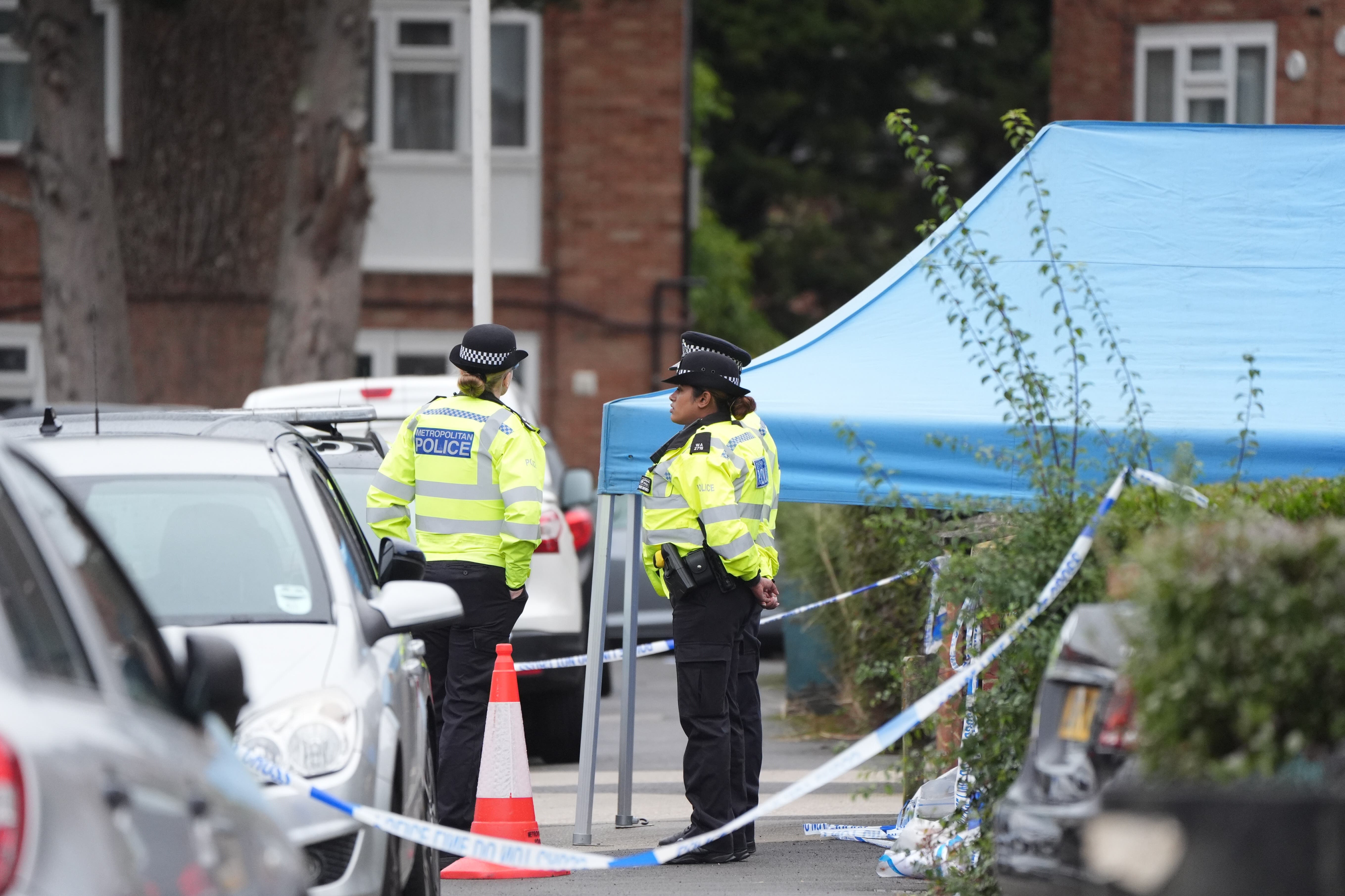 Police officers in Midhurst Gardens in Uxbridge (Ben Whitley/PA)