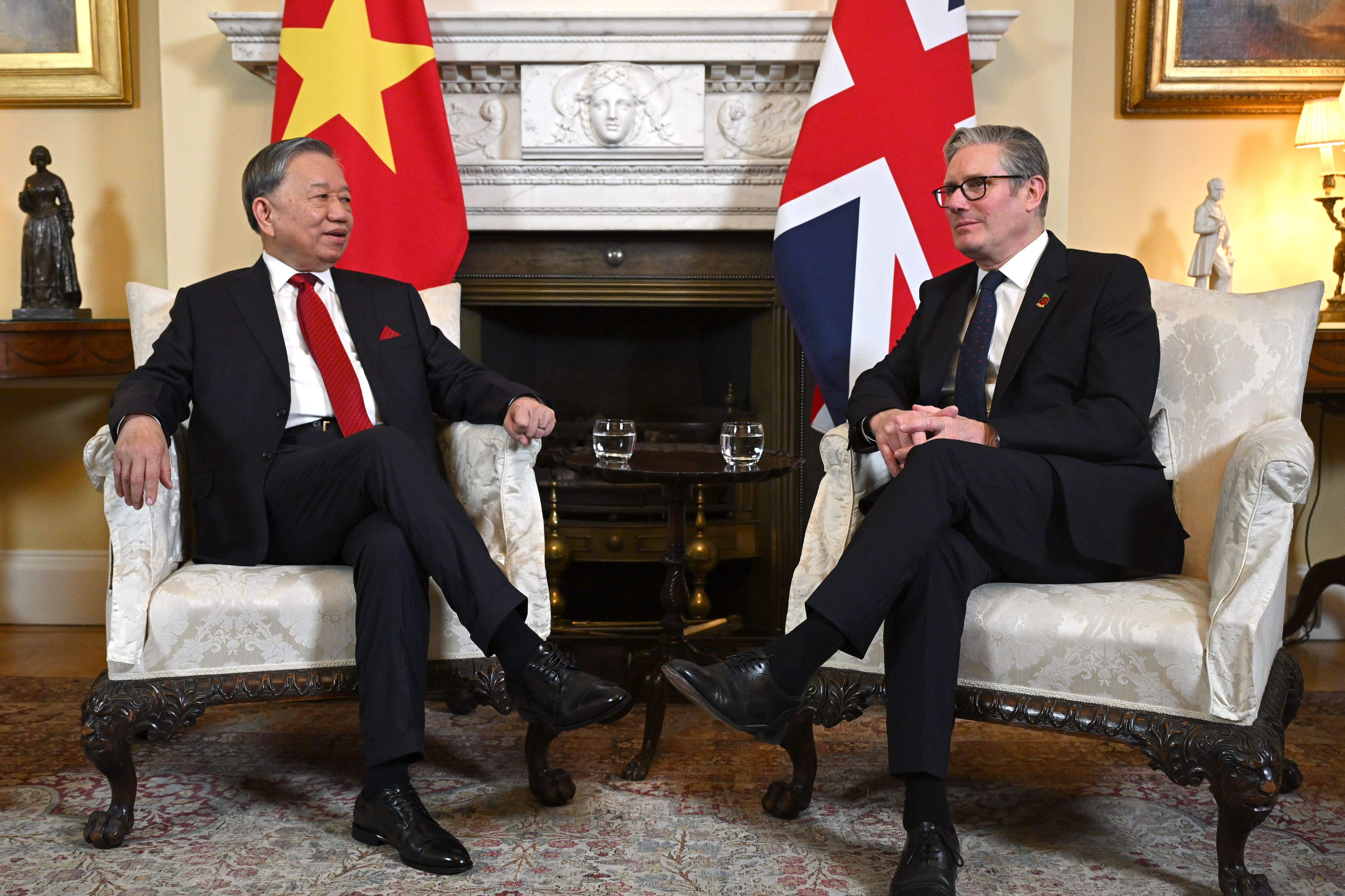 Prime Minister Sir Keir Starmer (right) with general secretary of the Communist Party of Vietnam To Lam at 10 Downing Street (Leon Neal/PA)