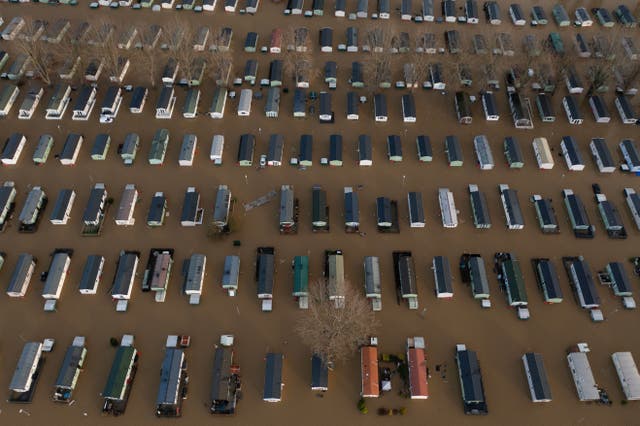 <p>Holiday Park flooded after Storm Bert in November</p>