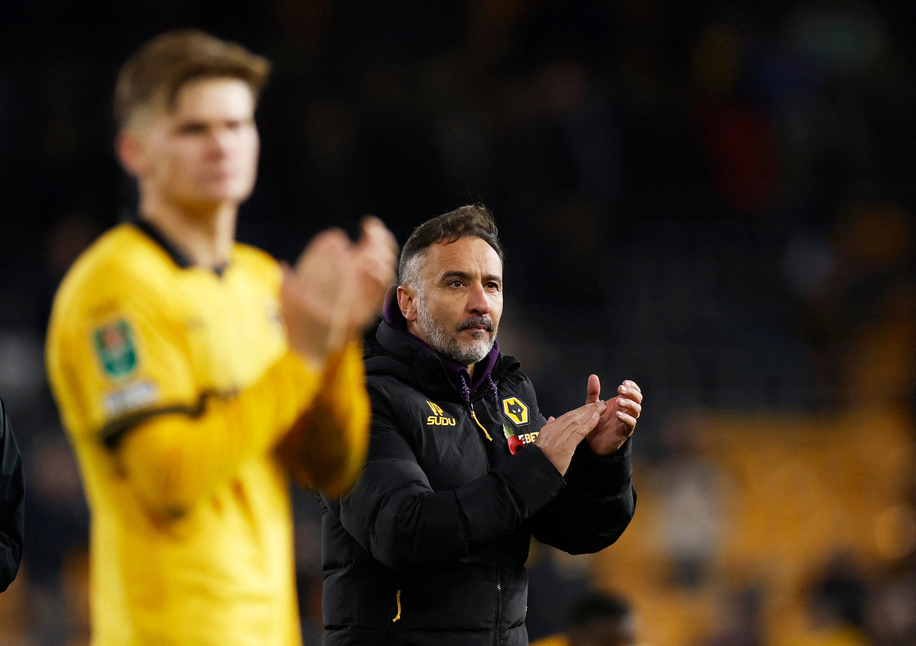 Vitor Pereira salutes the Wolves fans at full-time