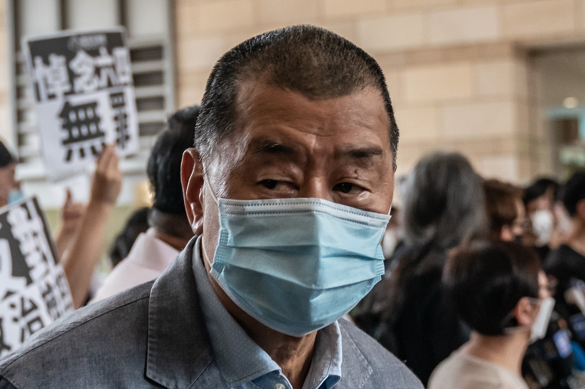 Hong Kong pro-democracy media tycoon and Apple Daily founder Jimmy Lai arrives the West Kowloon Magistrates Court for a hearing on 15 September 2020 in Hong Kong, China