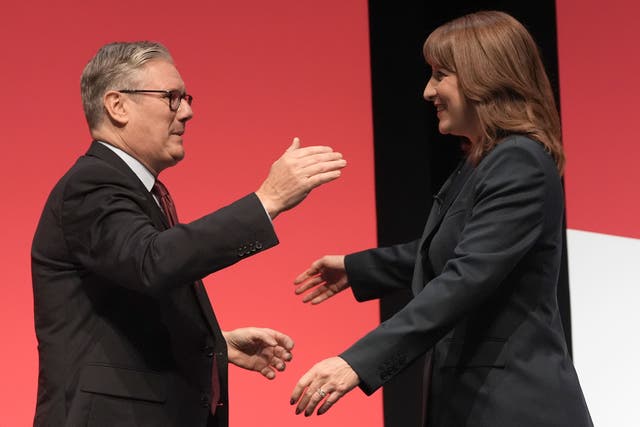 Chancellor Rachel Reeves with Prime Minister Sir Keir Starmer at the Labour party conference (Stefan Rousseau/PA)