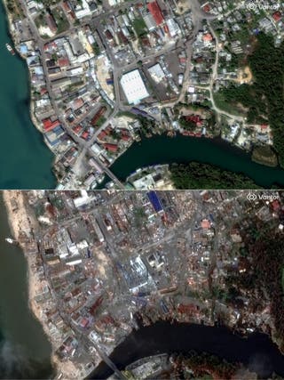 Satellite images show Jamaica’s Black River before and after Hurricane Melissa, which brought unprecedented devastation to the island