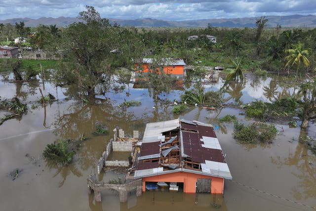 <p>Drone view of flooding after Hurricane Melissa made landfall in St Elizabeth, Jamaica</p>