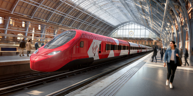 <p>Destination 2030: An artist’s rendering of Virgin Trains at London St Pancras International</p>