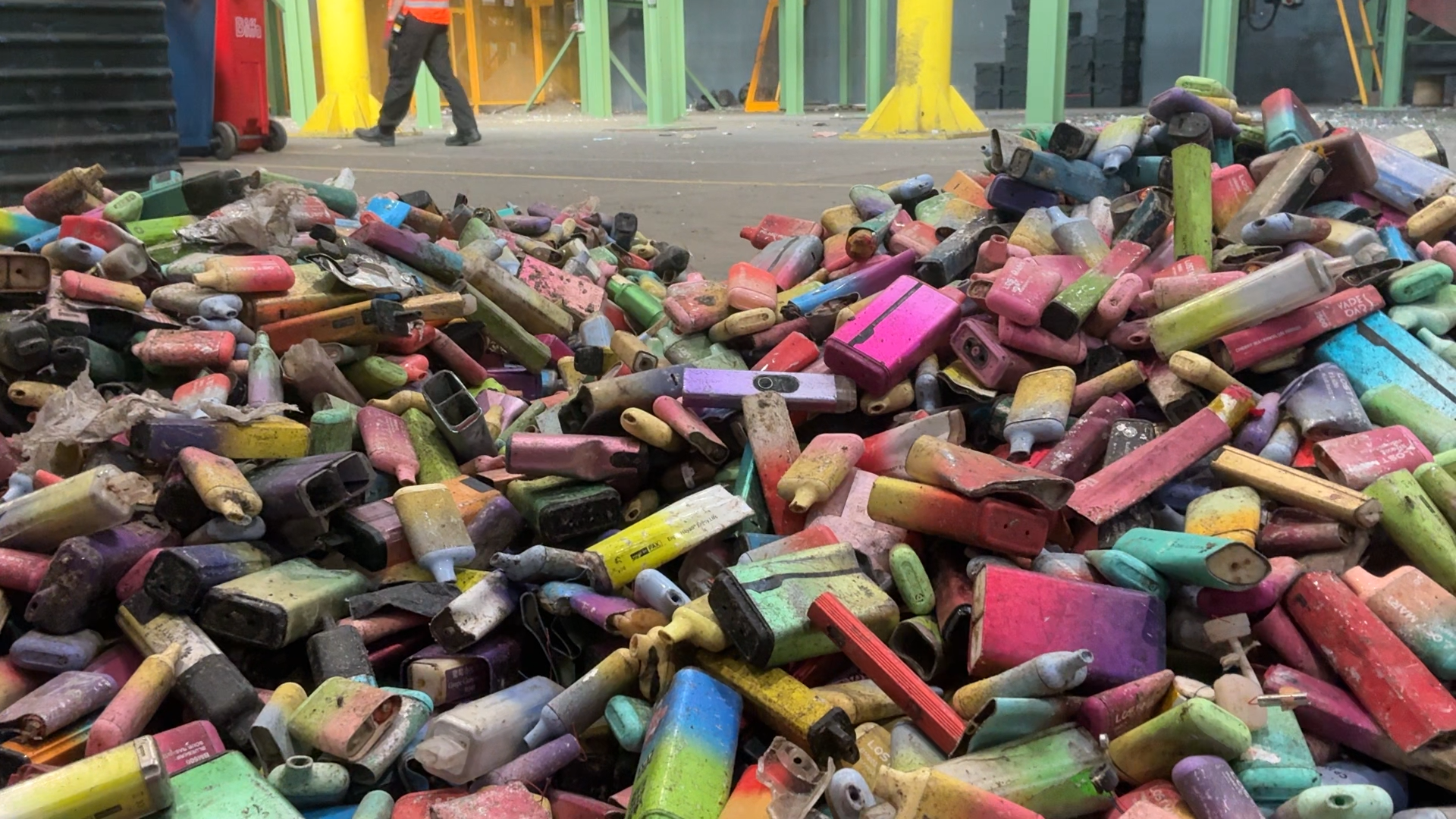 Incorrectly disposed of vapes at the Biffa site in Walsall