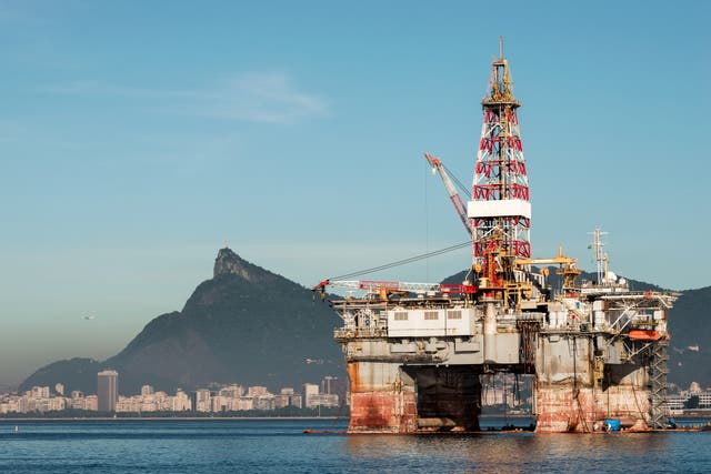 <p>An oil drilling platform in Guanabara Bay in Rio de Janeiro, Brazil</p>
