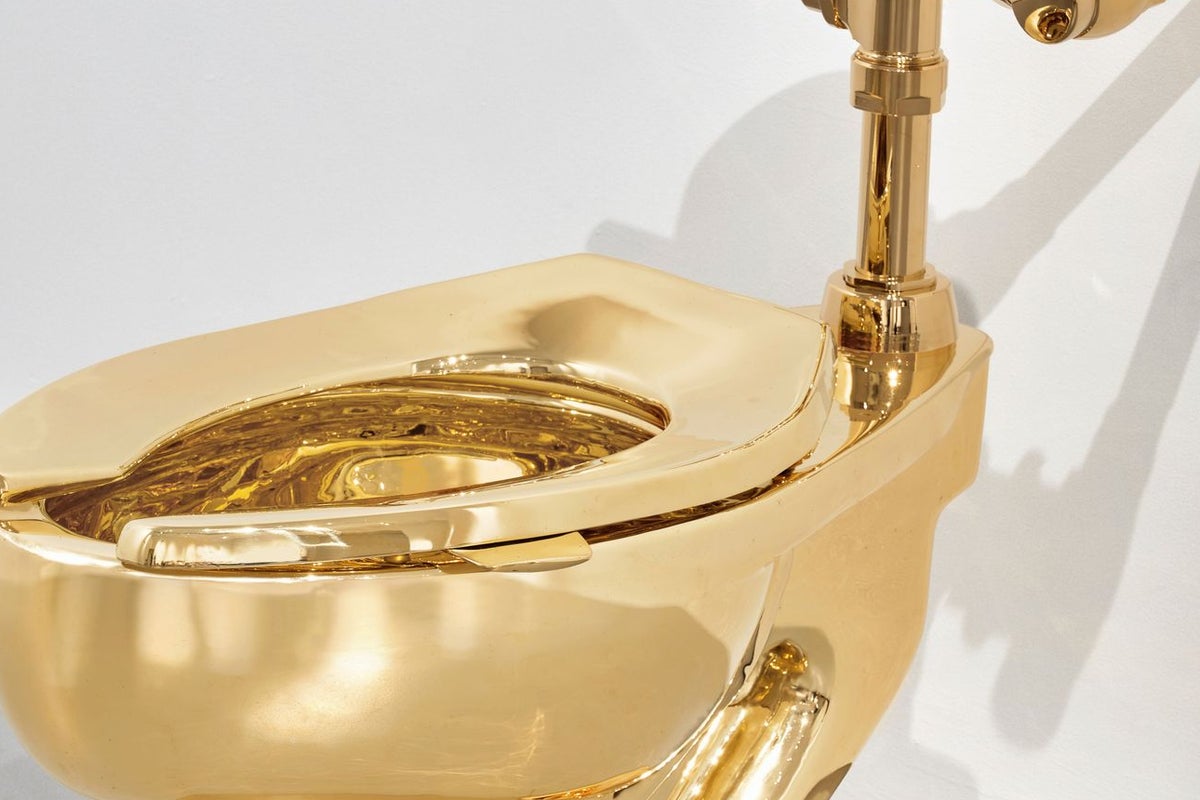 Bidding begins at $10 million. How much will this solid gold toilet sell for? Bidding begins at $10 million. How much will this solid gold toilet sell for?