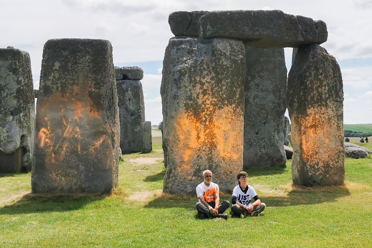 Just Stop Oil activists who sprayed Stonehenge cleared of criminal damage