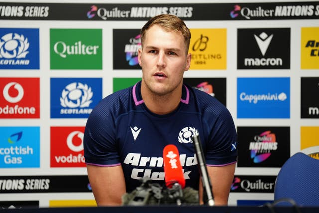 Duhan van der Merwe faced the media ahead of his 50th cap (Jane Barlow/PA)