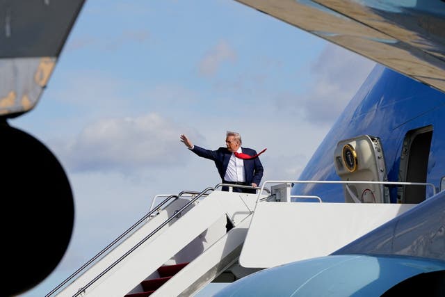 <p>U.S. President Donald Trump as he boards Air Force One for Florida from Joint Base Andrews, Maryland, on October 31</p>