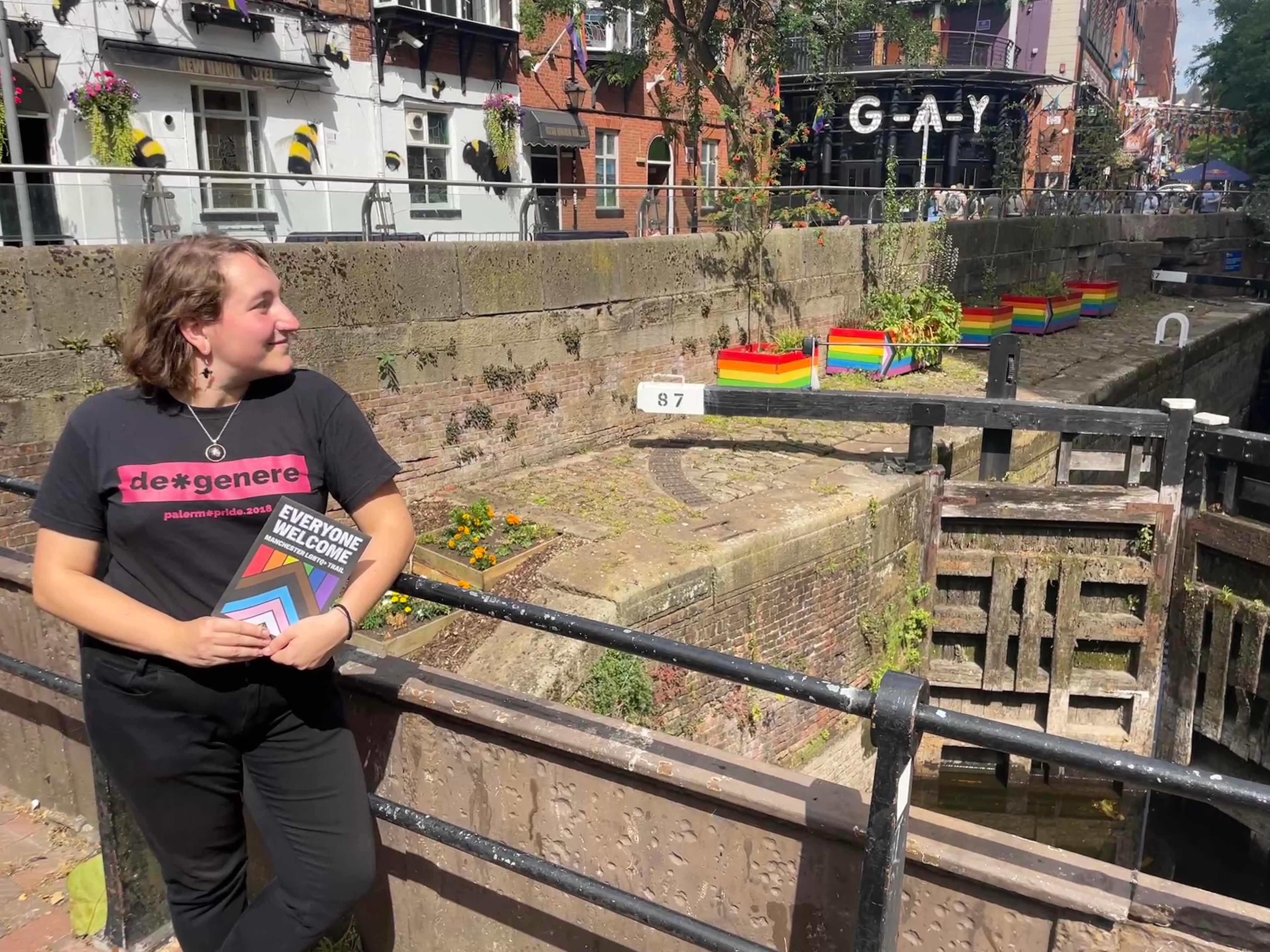 <p>Rory Buccheri in Canal Street, Manchester </p>