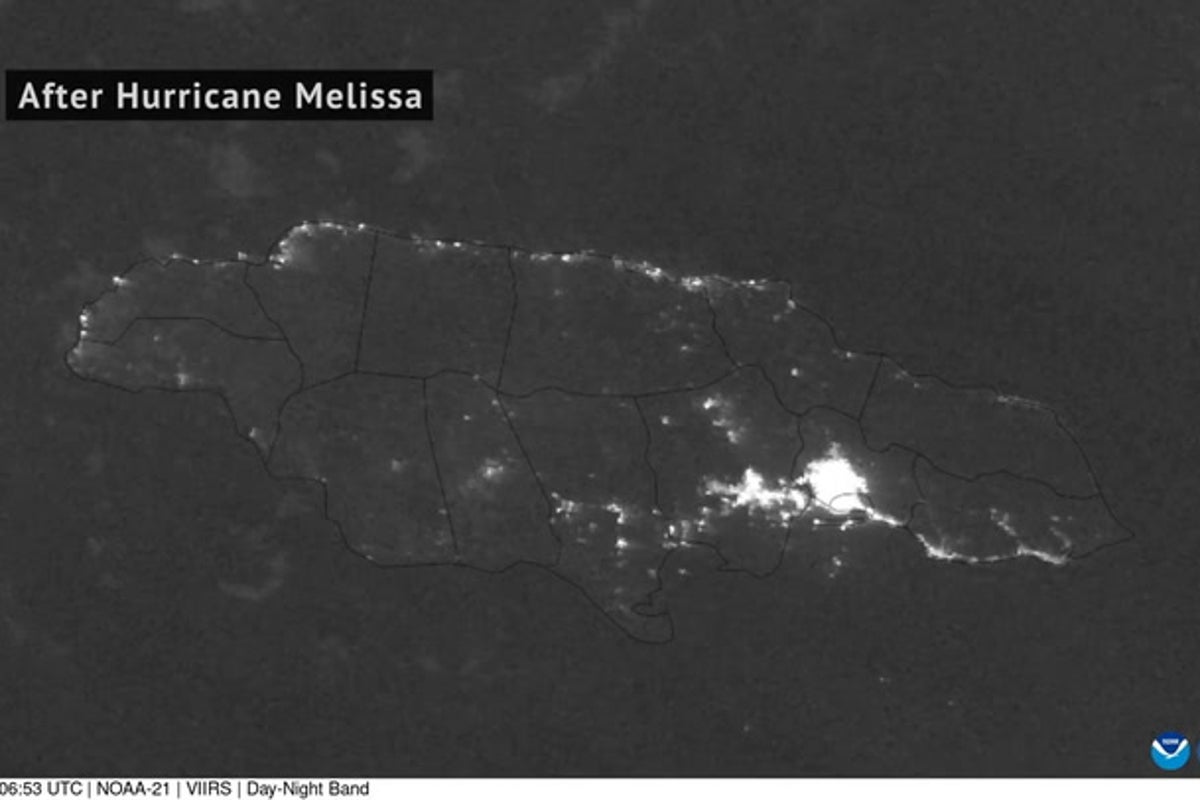 Devastating power losses across Jamaica after Hurricane Melissa captured in satellite imagery
