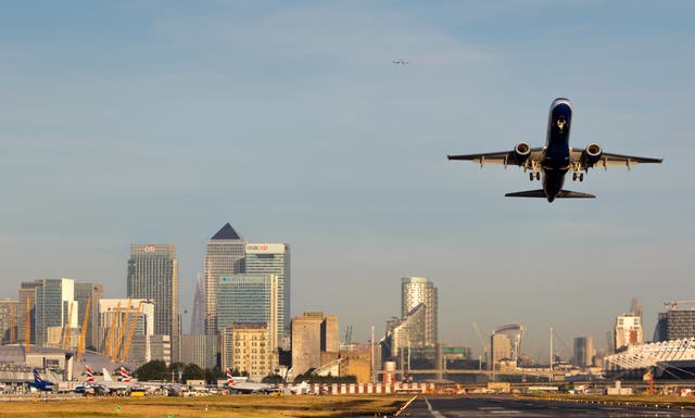 <p>Aircraft taking off from London City airport in the east of the capital</p>