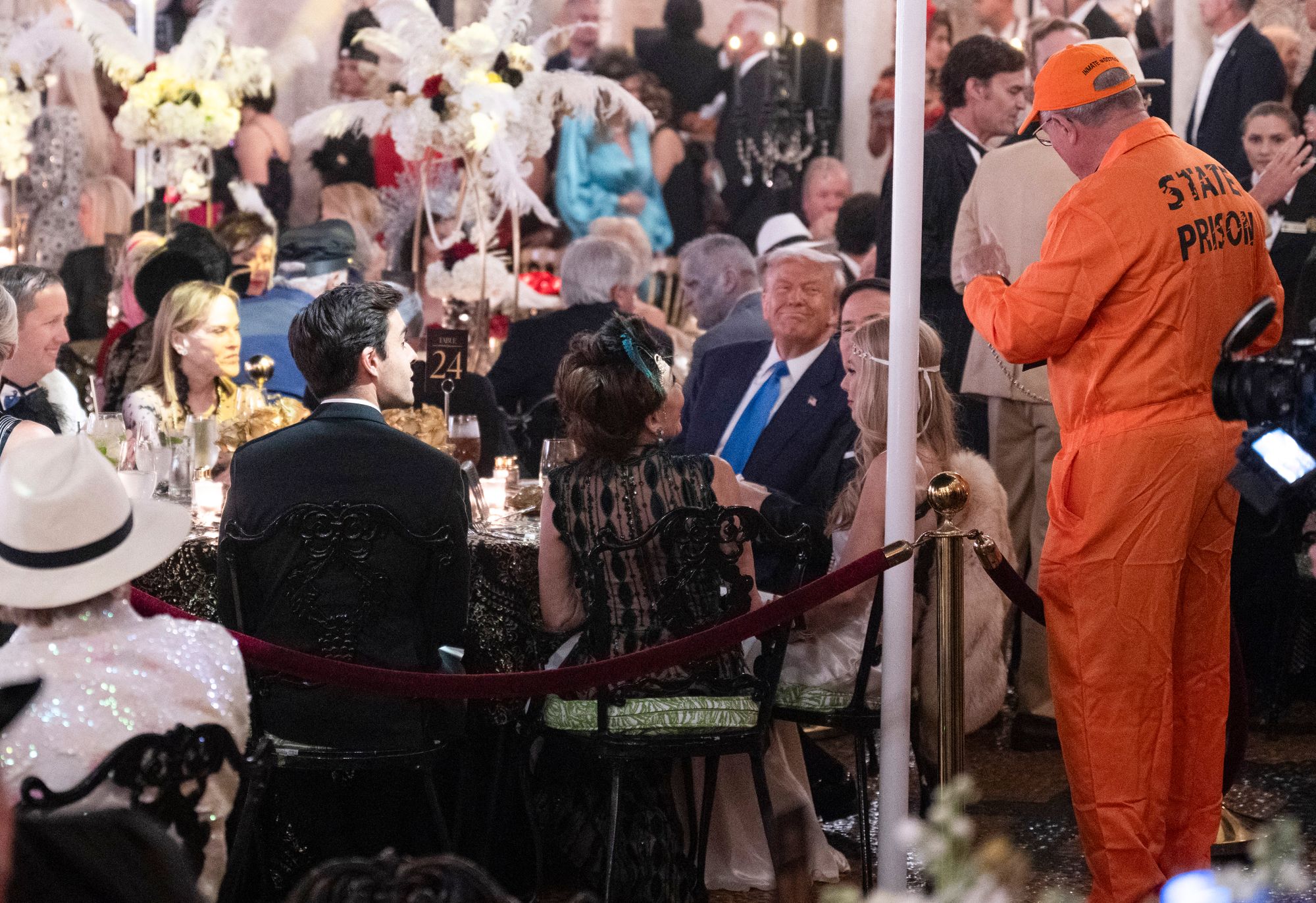 Far away from trick-or-treating families fearful of arrest by ICE agents in scary masks, Donald Trump was enjoying his Halloween, hosting a lavish party