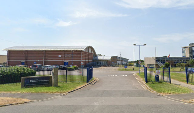 <p>Budmouth academy school, Weymouth, where a science supply teacher was suspended </p>