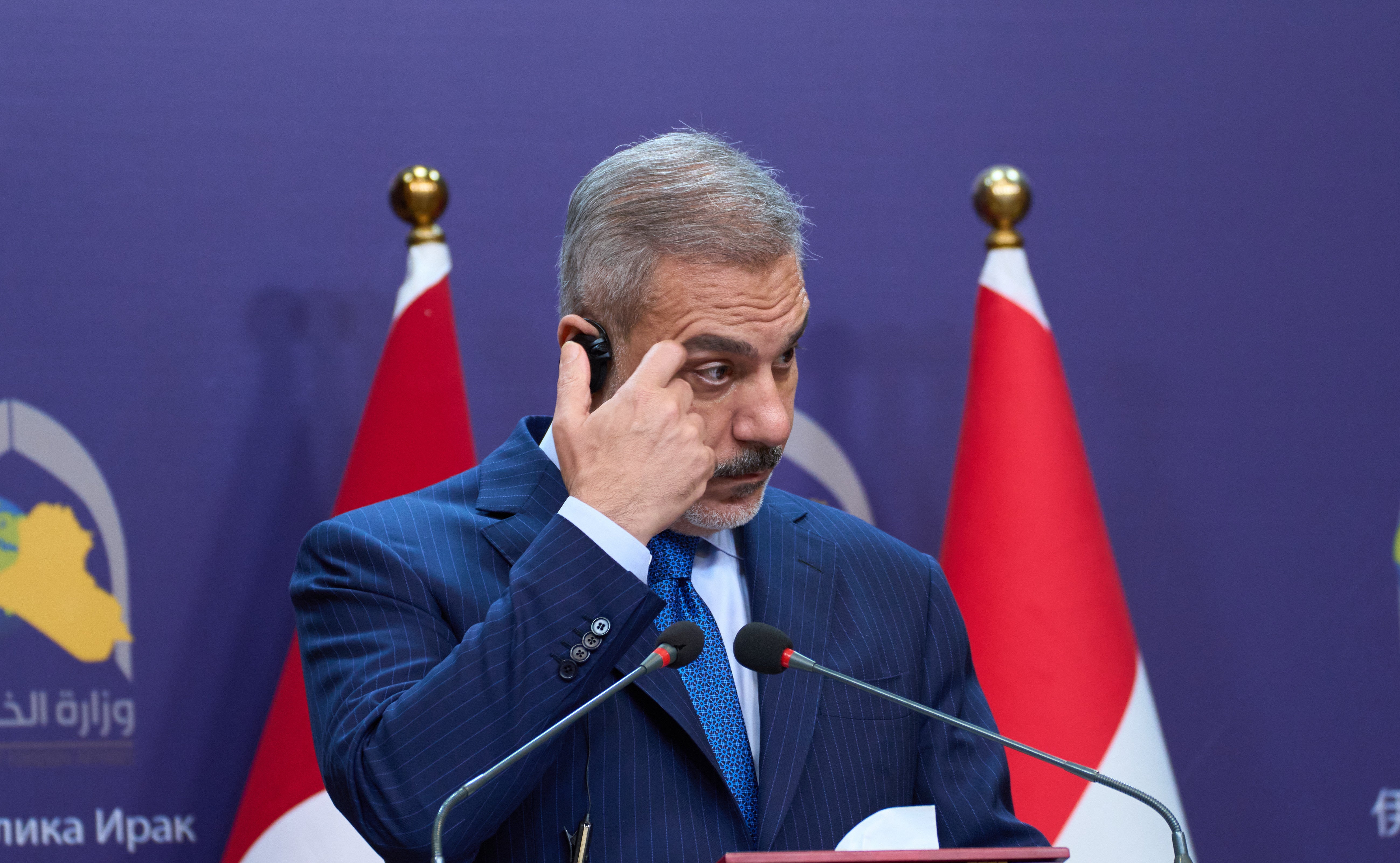Turkey's foreign minister Hakan Fidan speaks during an interview in Ankara