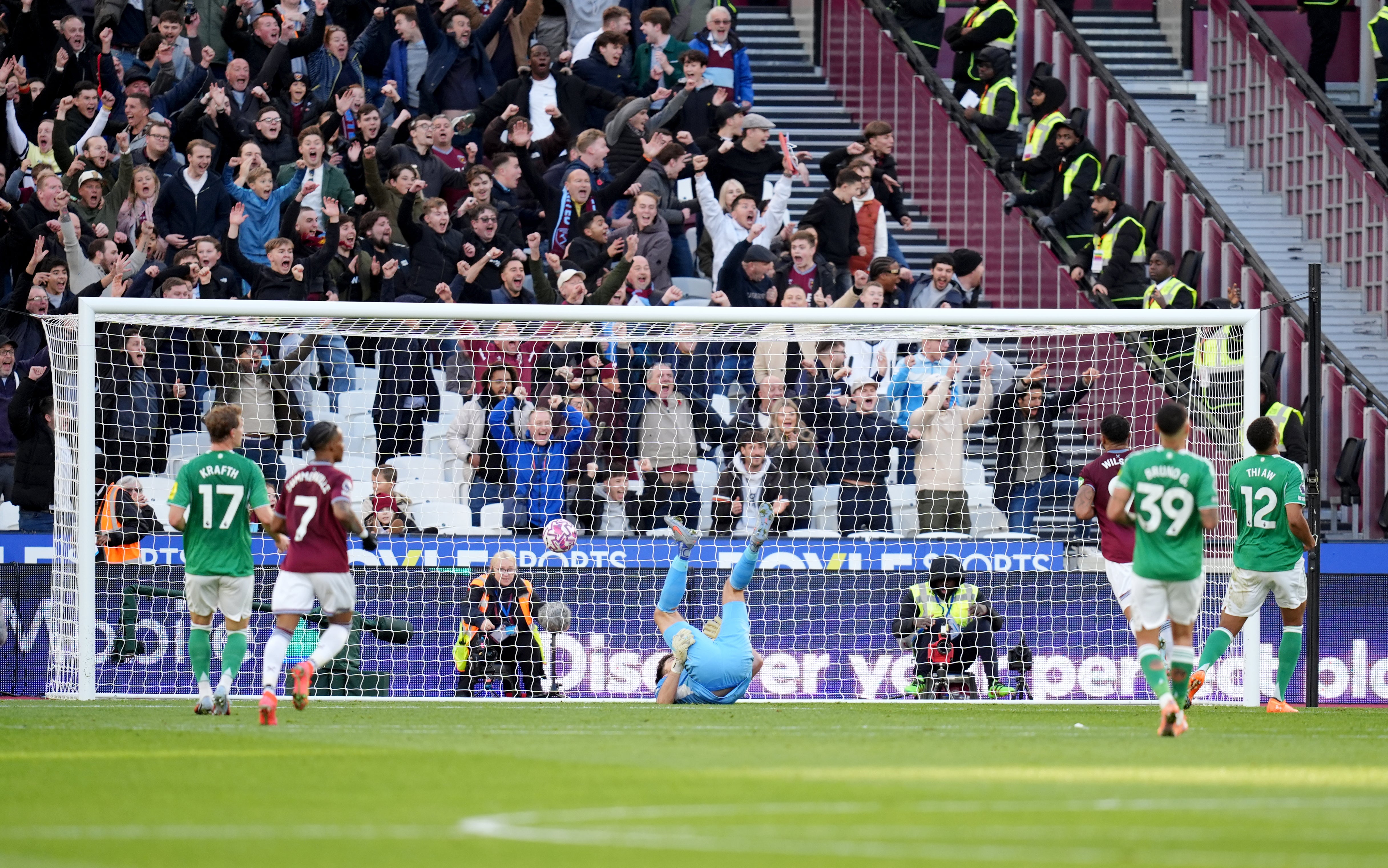 Newcastle’s Sven Botman scored an own goal (John Walton/PA)