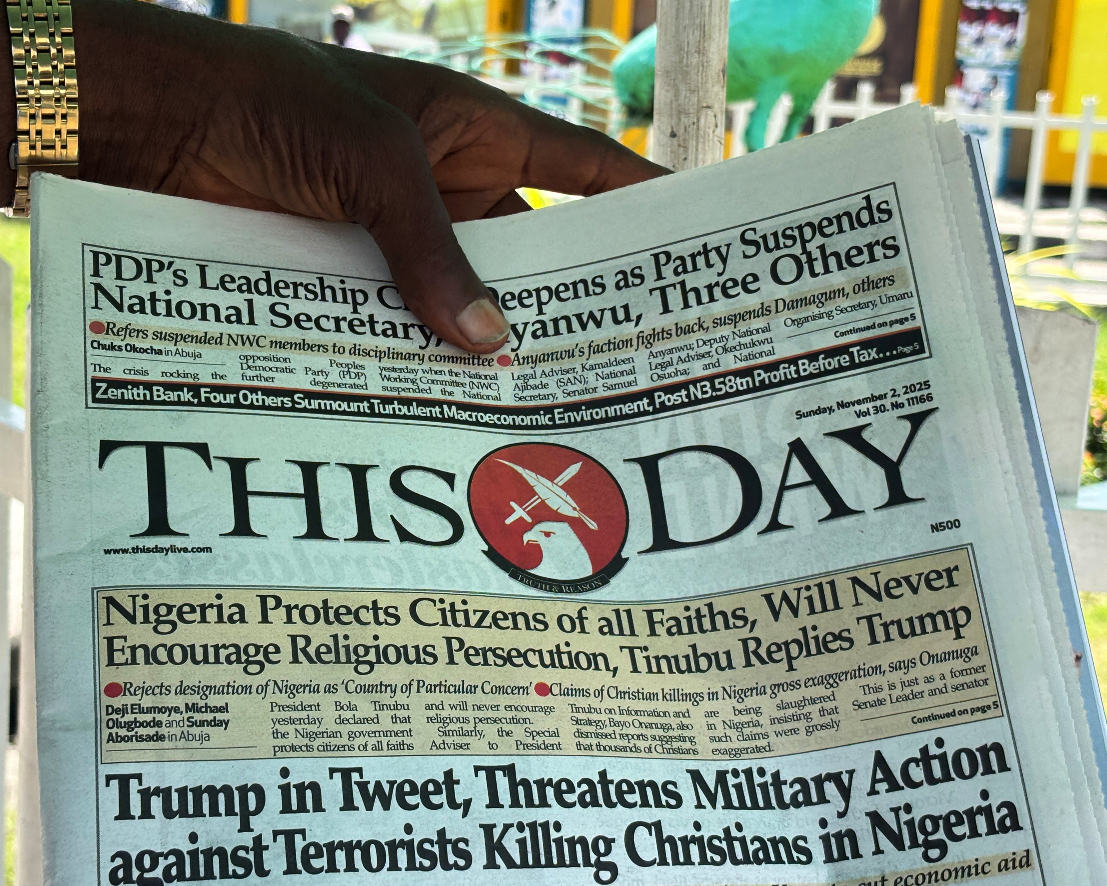 <p>A front page from Nigeria’s This Day newspaper earlier this month</p>