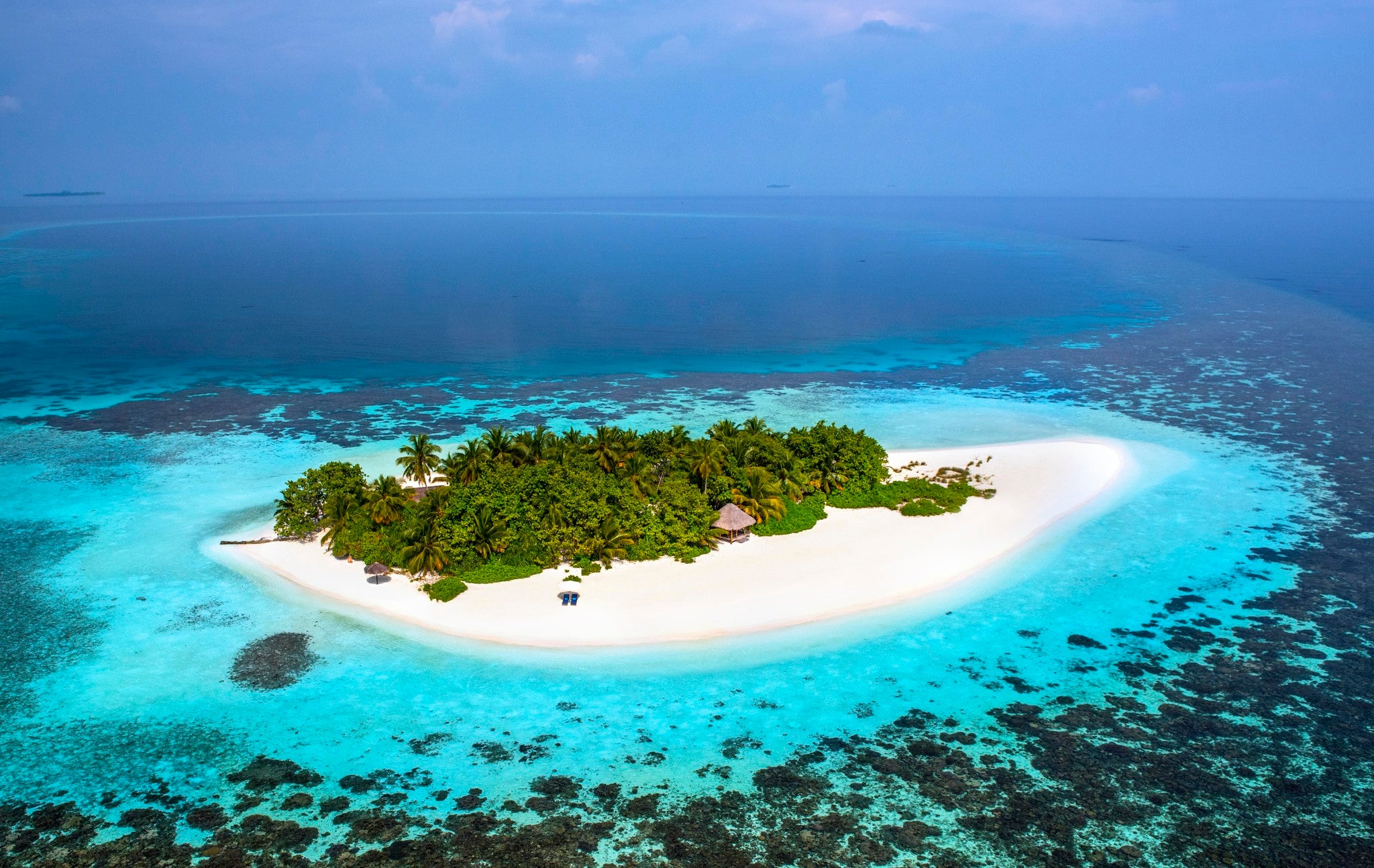 W Maldives has a nearby private castaway island, Gaathafushi, which guests can visit via a five-minute speedboat ride