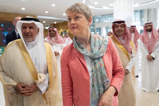 Yvette Cooper has visited Bahrain and Saudi Arabia during a tour of the Middle East aimed at securing more aid for Gaza. (Stefan Rousseau/PA)