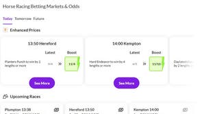 Puntit make it easy to find their daily price boosts by displaying them on the racing homepage