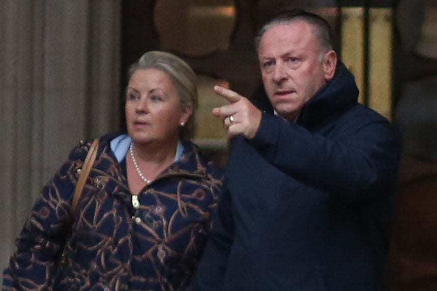 Joanna and John Meager outside the High Court after a hearing in Barry Relph's gardening accident damages claim