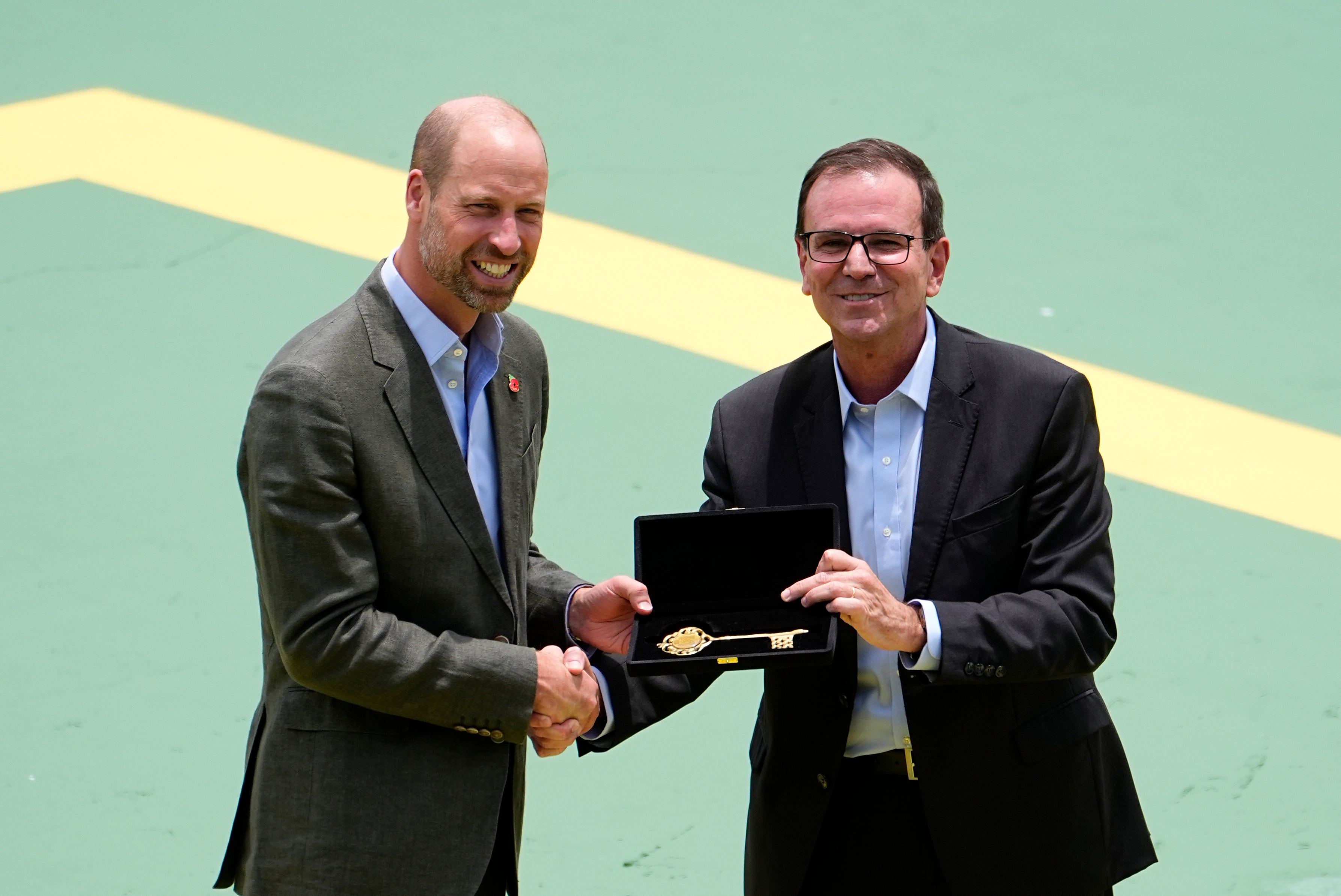 The Prince of Wales is presented with the keys to the city by the Mayor of Rio de Janeiro, Eduardo Paes, during a Welcome to Rio event ahead of the annual Earthshot Prize Awards