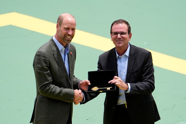 <p>The Prince of Wales (left) is presented with the keys to the city by the Mayor of Rio de Janeiro, Eduardo Paes, during a 'Welcome to Rio' event at Sugarloaf Mountain, in Rio de Janeiro</p>