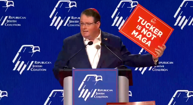 <p>Florida Republican Rep. Randy Fine attacks Tucker Carlson at the Republican Jewish Coalition convention in Las Vegas, Nevada, on Saturday November 1 2025</p>