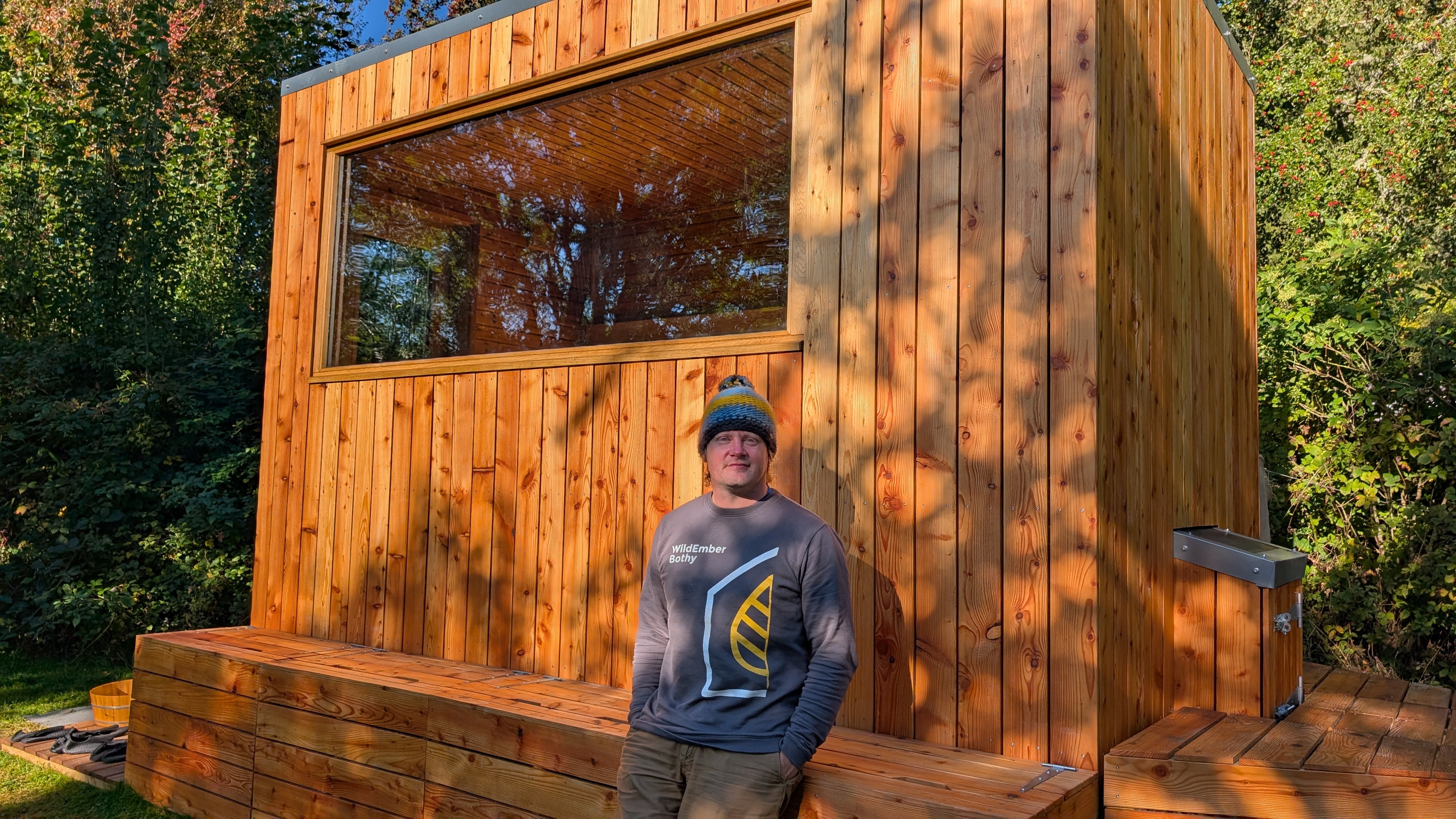 Dave Girling, owner of WildEmber Bothy, a mobile sauna that is currently sitting on the banks of Loch Tay near Aberfeldy in Highland Perthshire