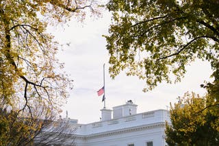 The White House lowered flags to half-staff today