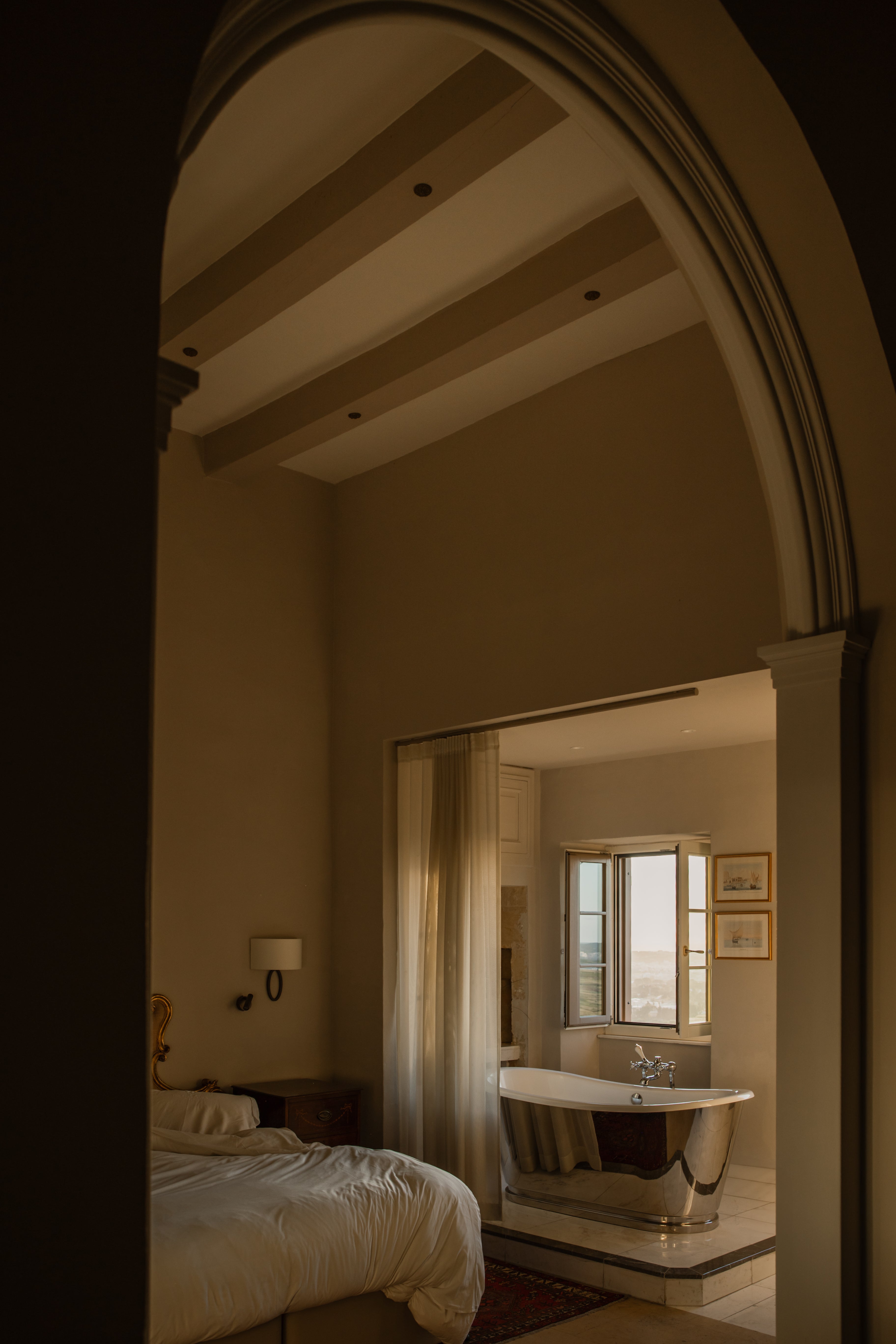 Individually designed rooms are arranged around the inner courtyard