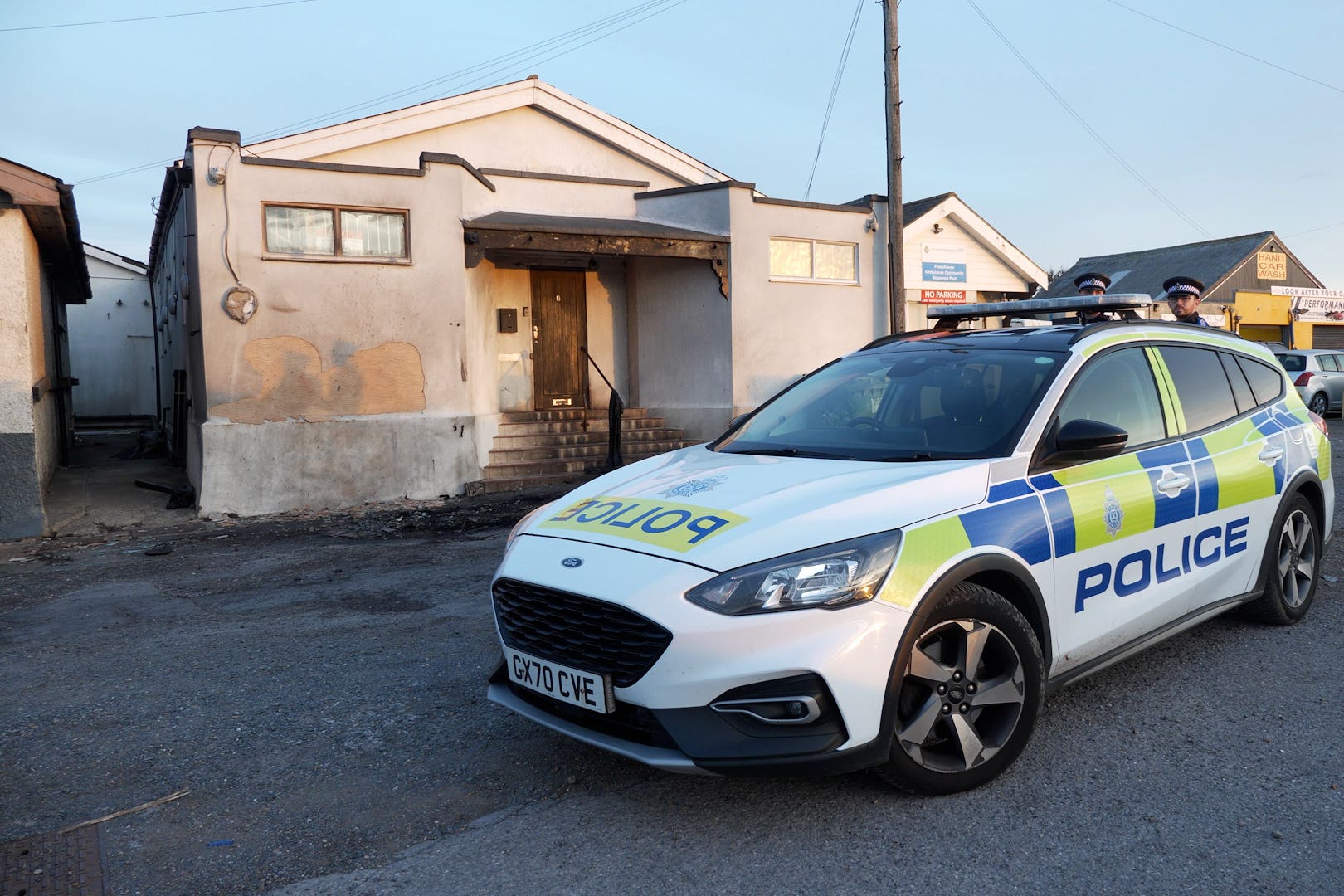 Damage to the front entrance of the mosque in Peacehaven, East Sussex, following the incident in October (Jamie Lashmar/PA)