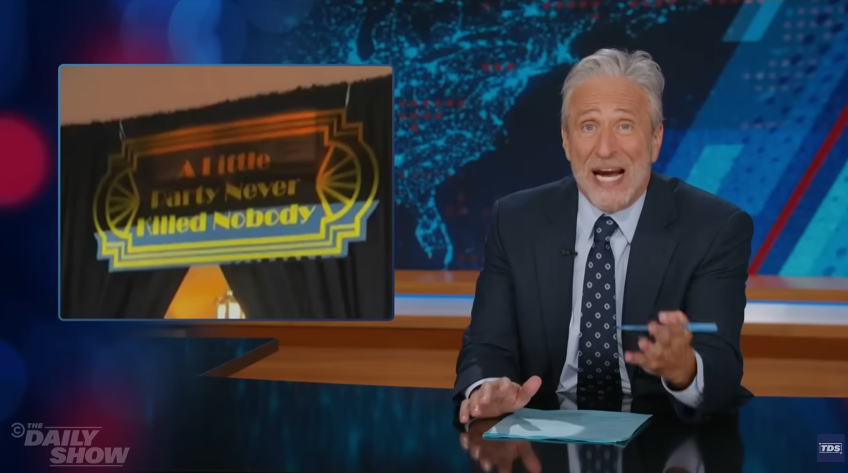 <p>Jon Stewart used his latest The Daily Show opening monologue on Monday to excoriate President Donald Trump for holding a Great Gatsby-themed Halloween party at Mar-a-Lago</p>