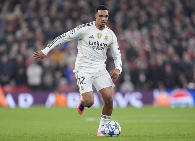 <p>Trent Alexander-Arnold is set for another spell on the sidelines (Peter Byrne/PA)</p>