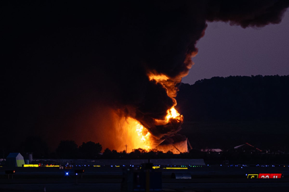Plane crash near Louisville airport as police respond to reports of injuries and ‘active scene of fire and debris’