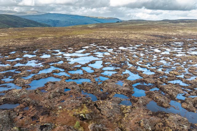 Restoration of the peat bog on the Migneint, Ysbyty Ifan estate viewed from the air. (National Trust images)