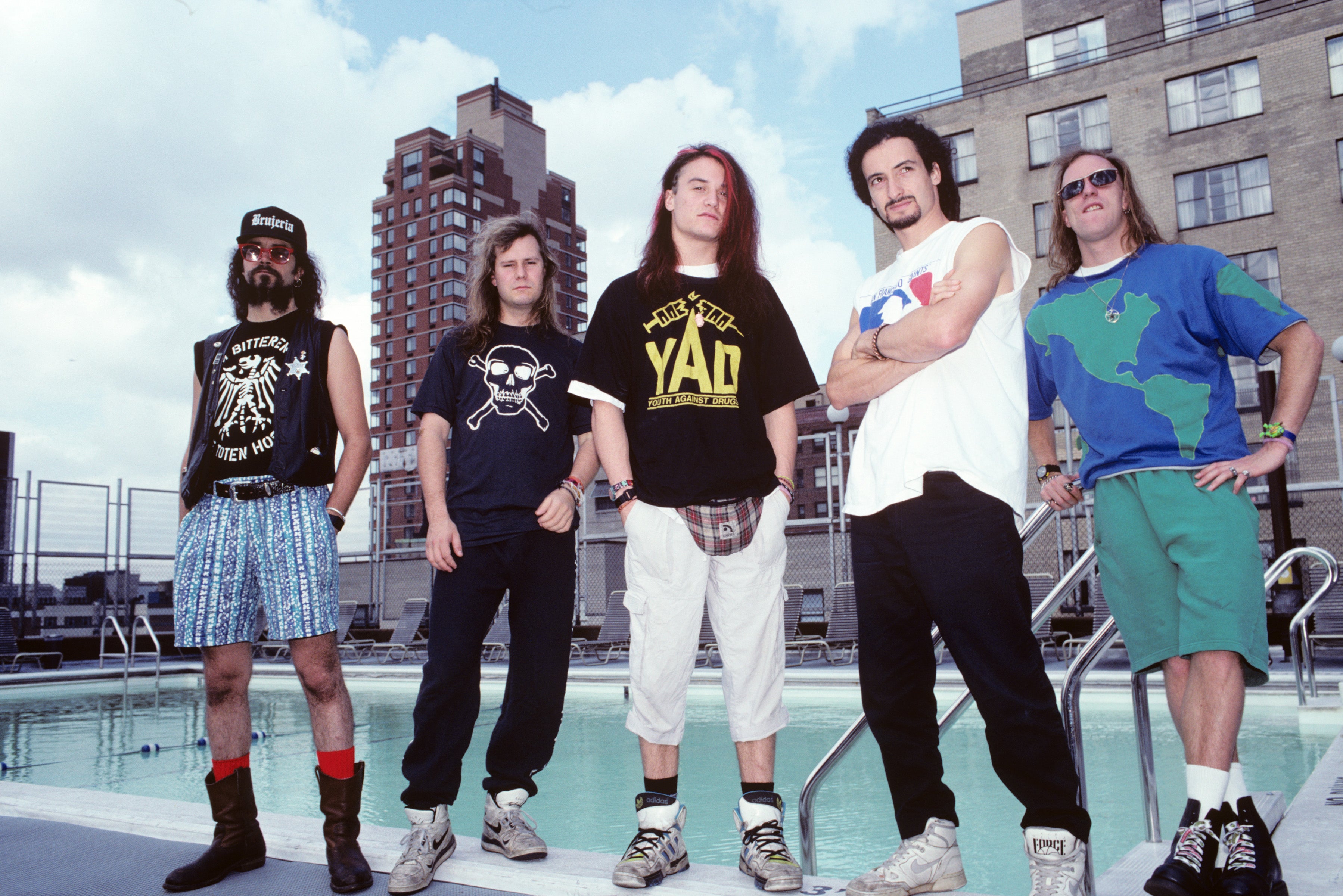 Bottum (far right) as part of Faith No More in 1990