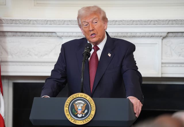 <p>President Donald Trump speaks during a breakfast with Senate and House Republicans in the State Dining Room of the White House, Wednesday, Nov. 5, 2025, in Washington</p>