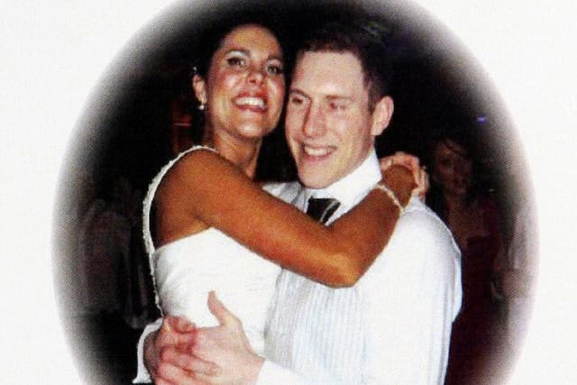 A photograph on the Order of Service at Michaela McAreavey’s funeral of Michaela and John McAreavey on their wedding day (Paul Faith/PA)