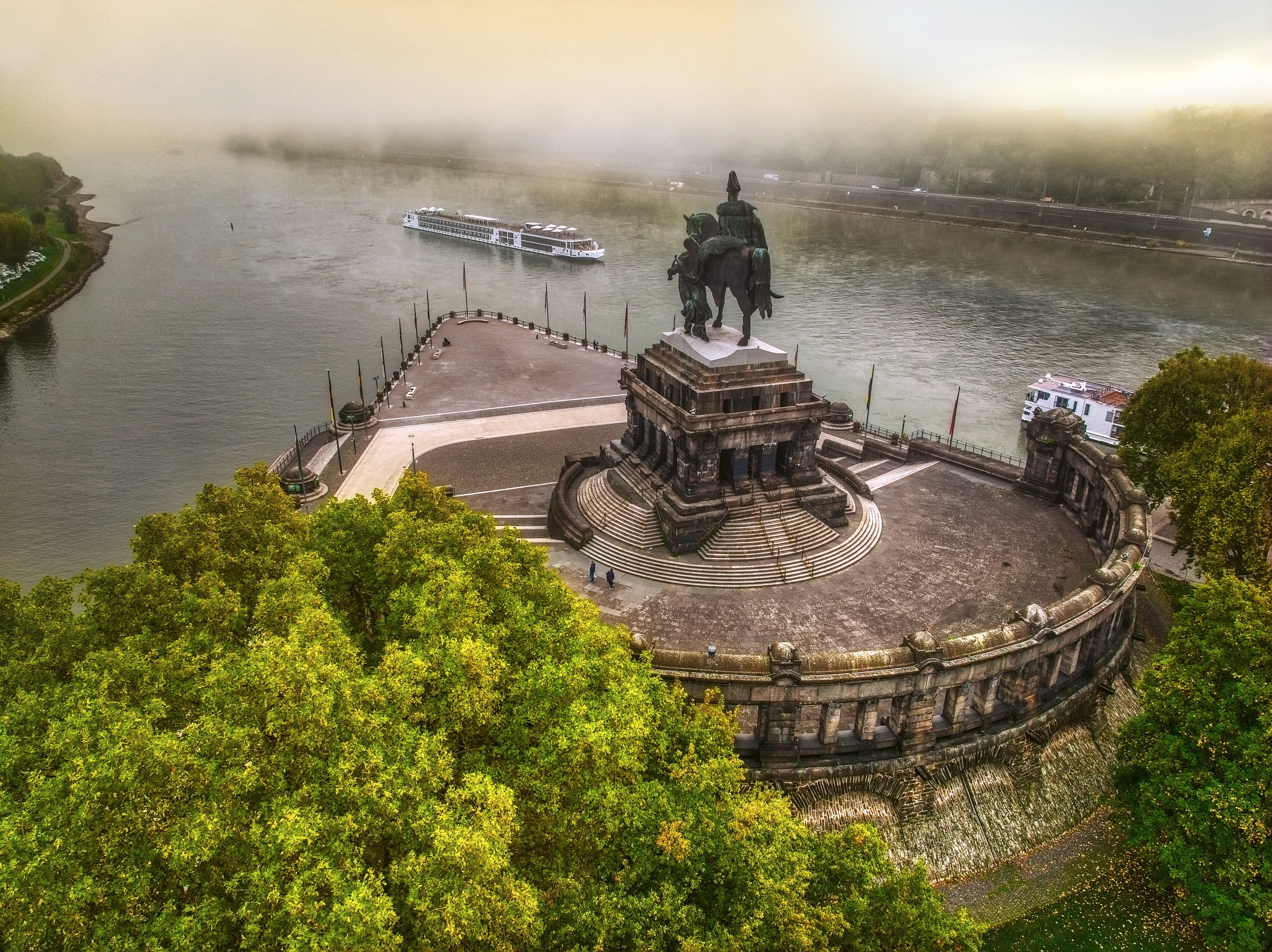 The ship travels through Koblenz, in Germany