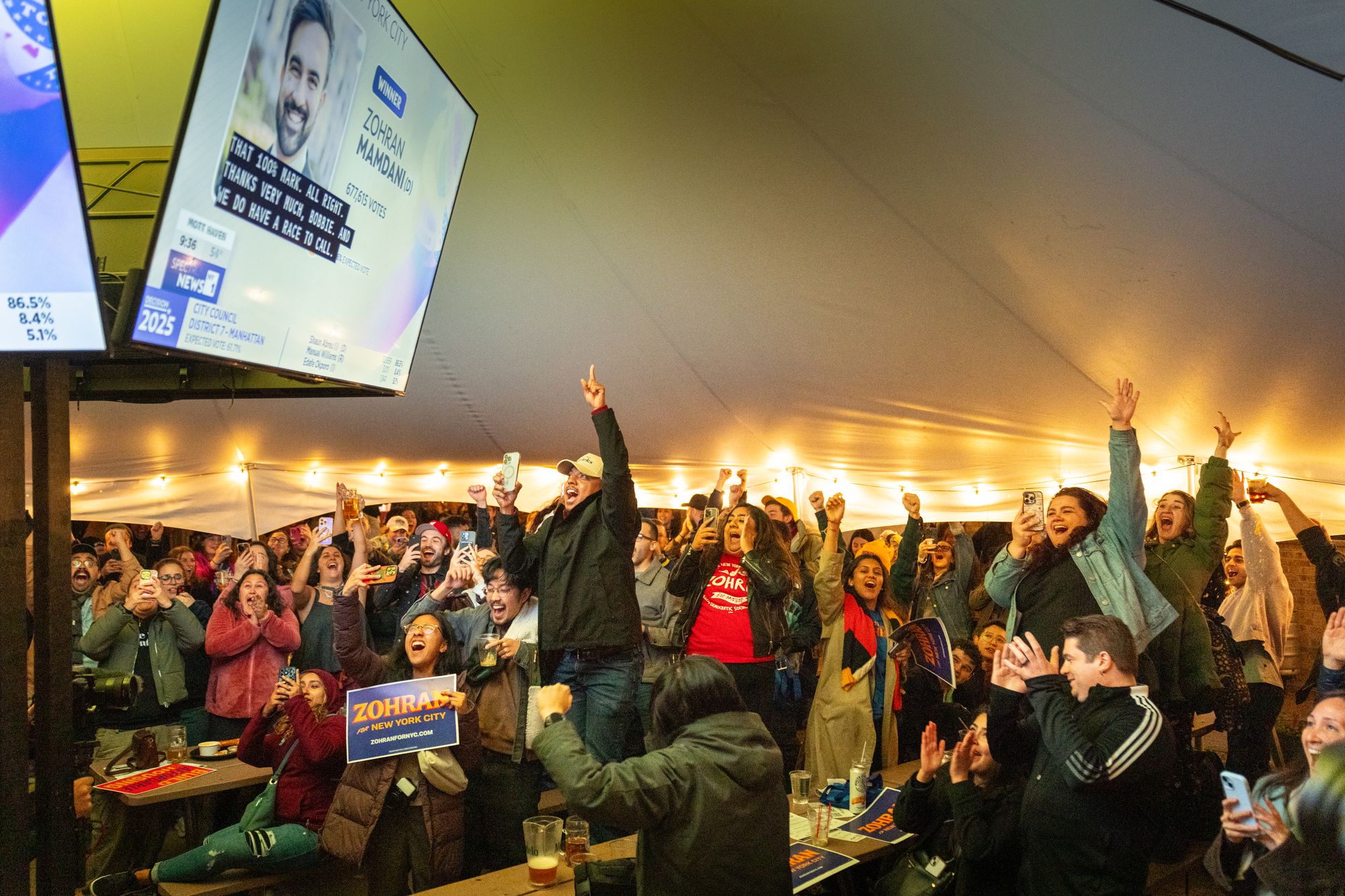Mamdani supporters celebrate in New York as results come in