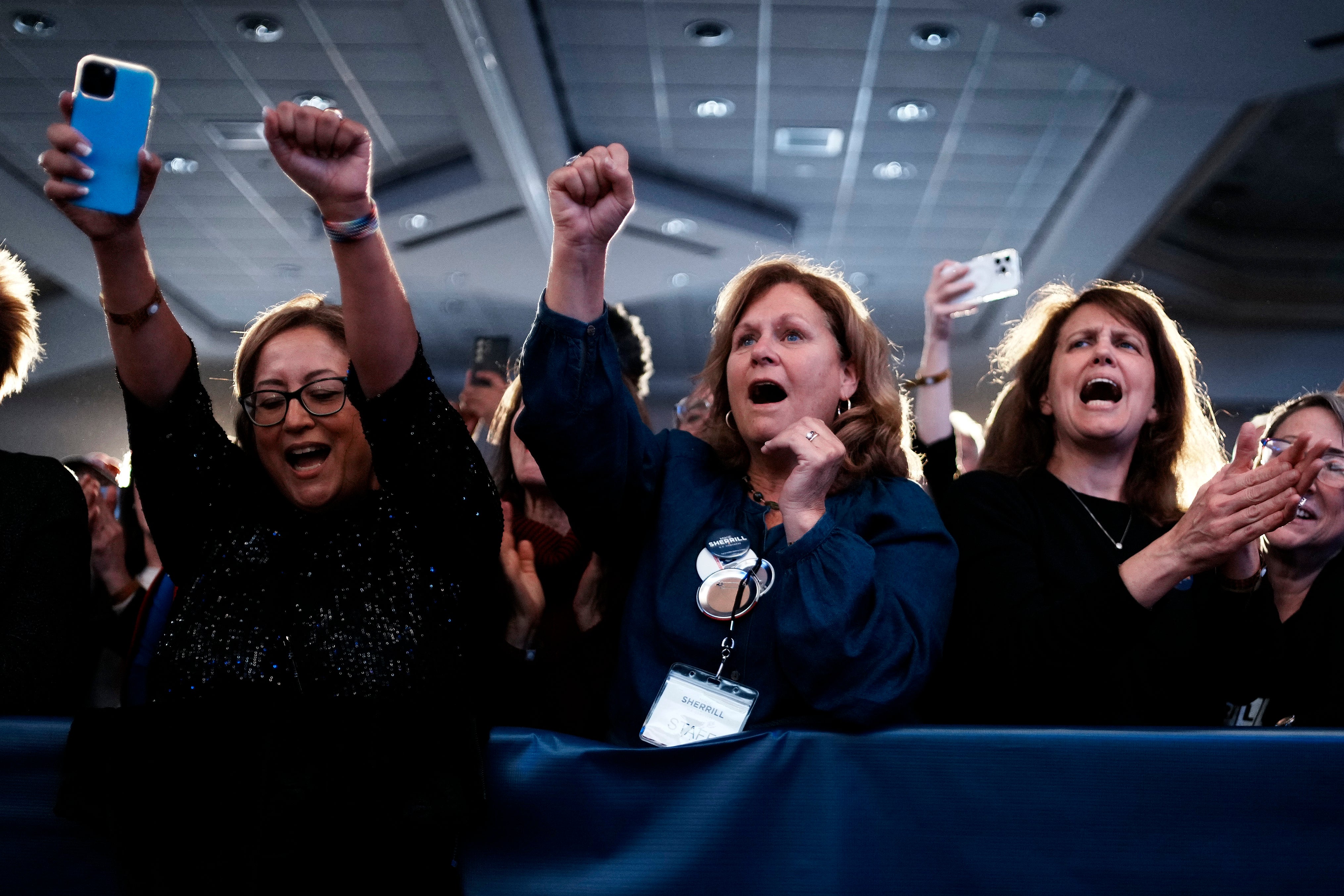 Thousands of supporters were seen cheering as she won